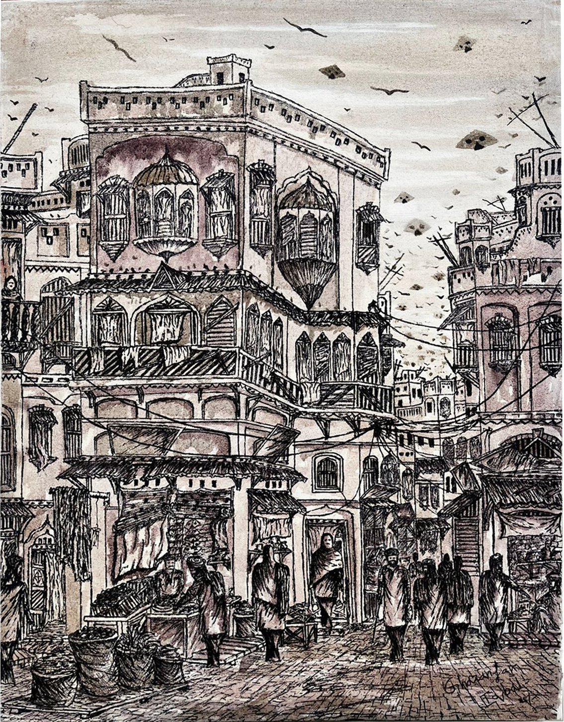 Karachi locality 4 | Ghazanfar Iqbal | 18 x 24 inches