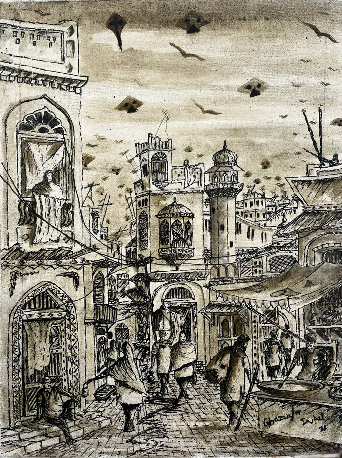 Karachi locality 2 | Ghazanfar Iqbal | 12 x 16 inches