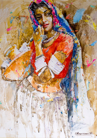 Women with Pitcher series | Moazzam Ali | 30 x 21 inches