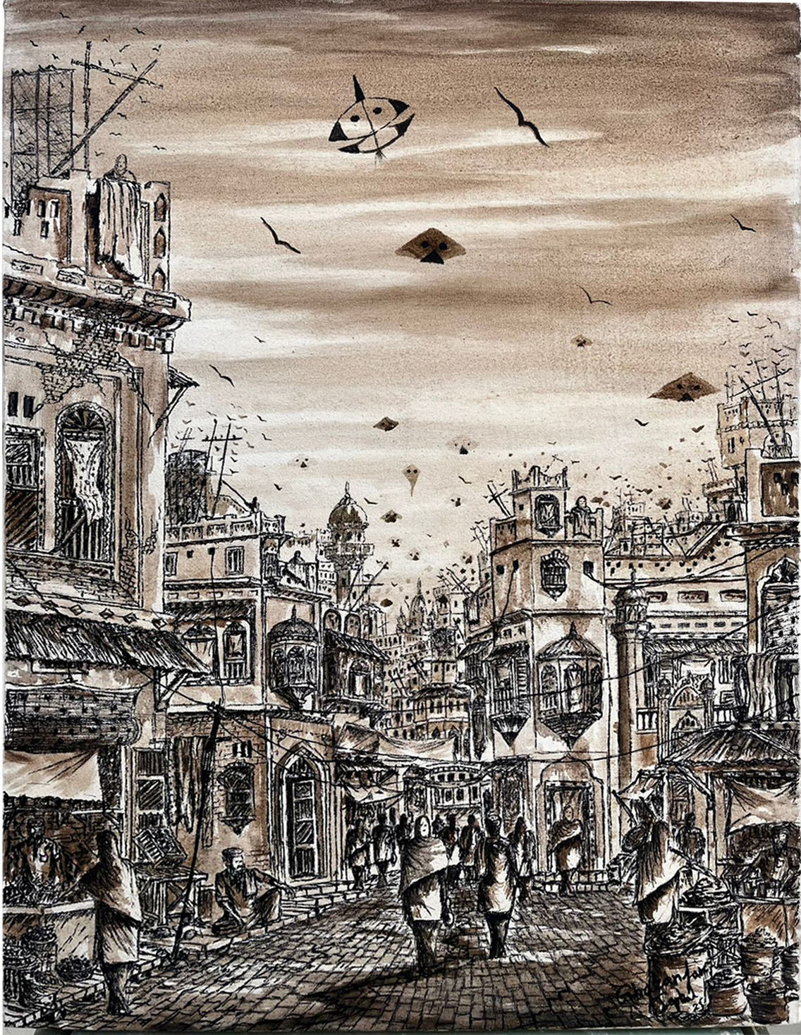 Karachi locality 3 | Ghazanfar Iqbal | 18 x 24 inches