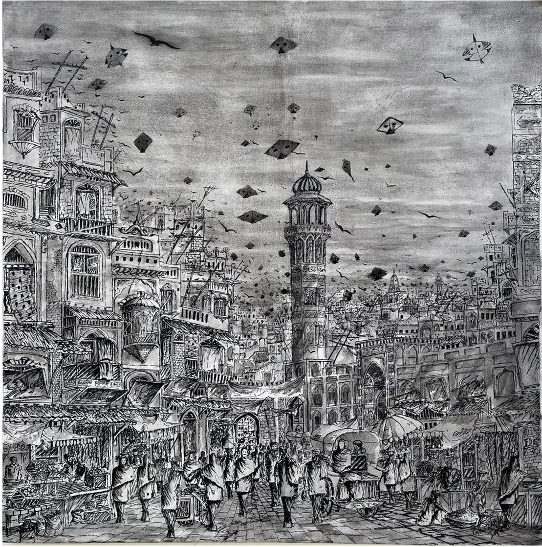 Karachi Juna Market 19's Century | Ghazanfar Iqbal | 36 x 36 inches