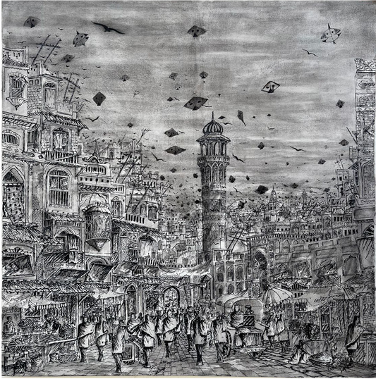 Karachi Juna Market 19's Century | Ghazanfar Iqbal | 36 x 36 inches