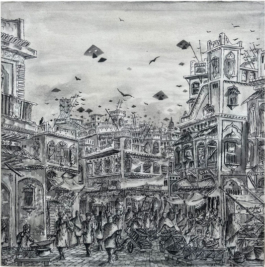 Karachi Saddar Bazaar 19s Century | Ghazanfar Iqbal | 24 x 24 inches