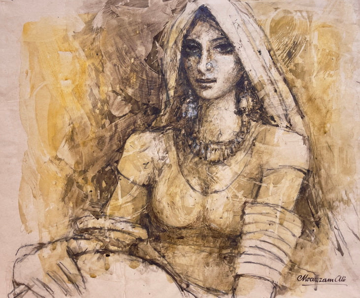 Women with Pitcher series | Moazzam Ali | 20 x 24 inches