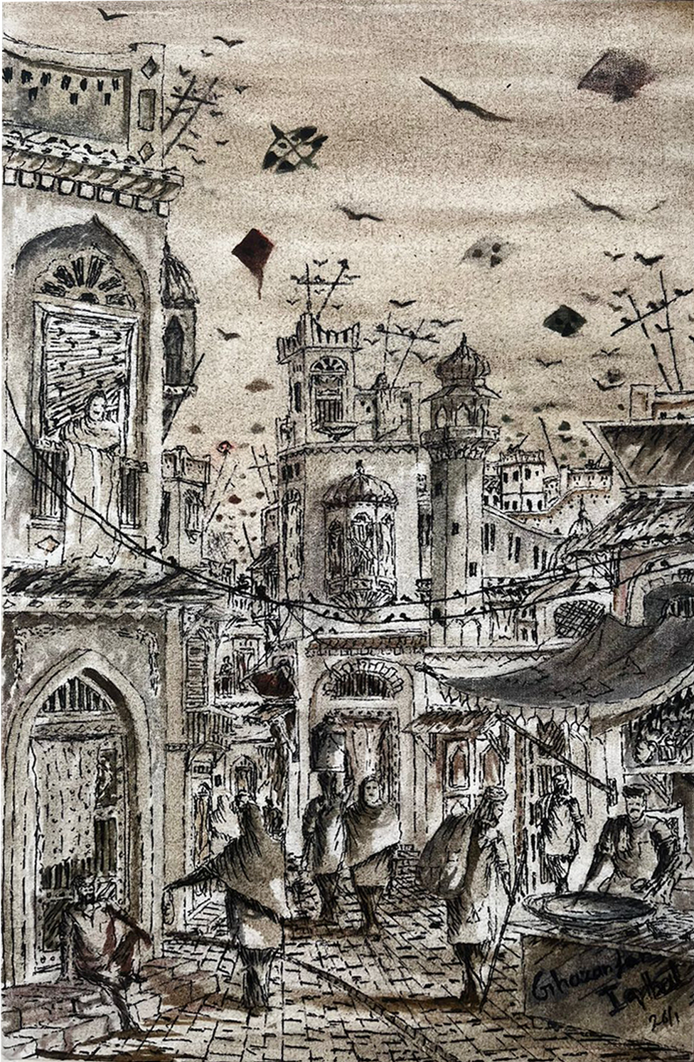 Karachi locality  | Ghazanfar Iqbal | 12 x 16 inches