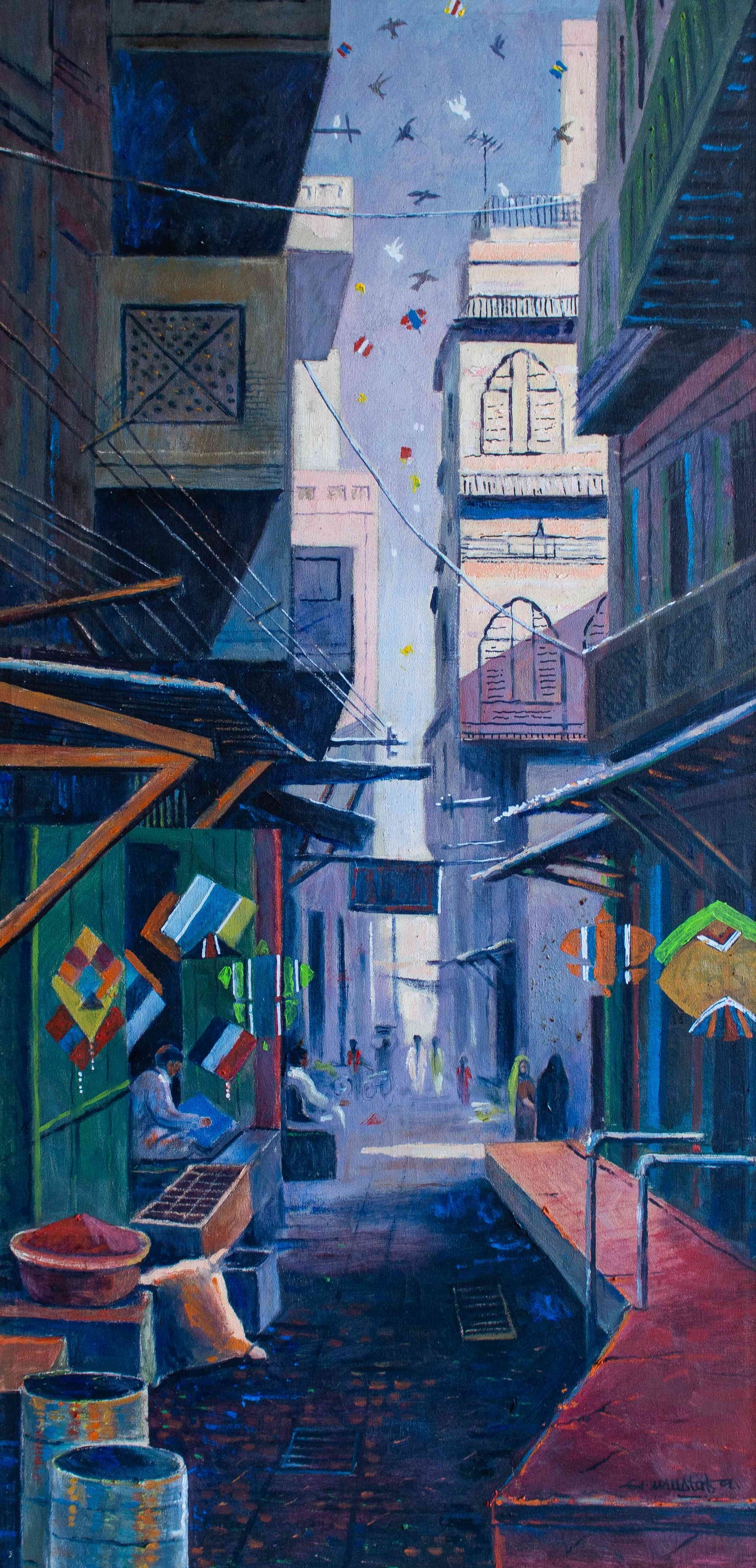 Kite Shop Street | Ghulam Mustafa | 24 x 48 inches