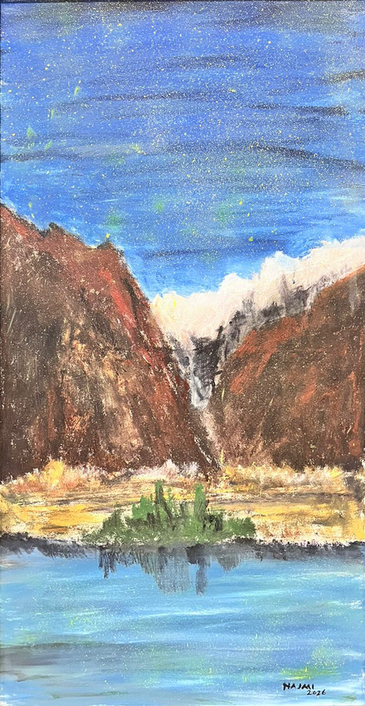 Atabad Lake(Night Time) | Najmi Hasan | 24 x 48 inches