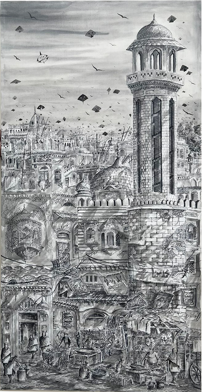 Old Anar Kali Bazar 4 | Ghazanfar Iqbal | 36 x 72 inches