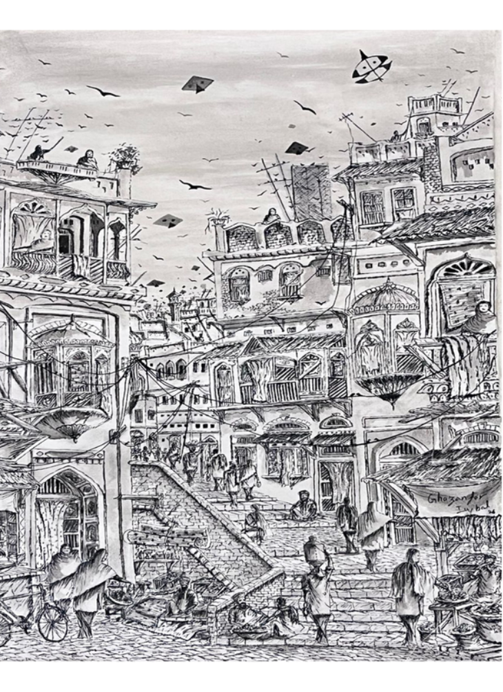 Old Lahore Aunchi Gahli | Ghazanfar Iqbal | 24 x 36 inches