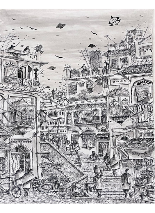 Old Lahore Aunchi Gahli | Ghazanfar Iqbal | 24 x 36 inches